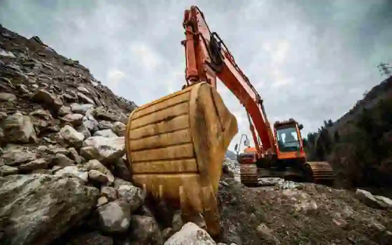 Tracked Excavator on Rough Terrain